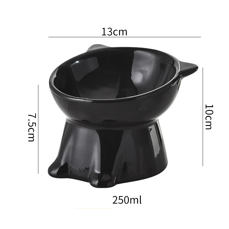 15° Tilted Elevated Cat Bowl Plastic Raised Cat Food Bowl Anti-Vomiting Neck Protection Anti-Tip Pet Feeding Bowl for Cats Kitte