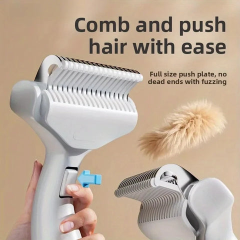 Pet Hair Removal Comb Curved Stainless Steel Teeth for Dogs Cats Detangling Brush for Long Thick Hair Professional Grooming Tool