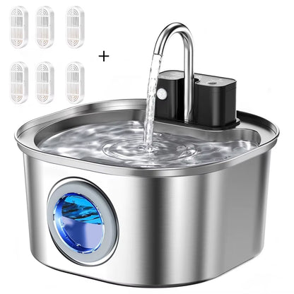 3L Stainless Steel Wireless Recharging Sensor Cat Water Fountain Auto Drinking Fountain for Cats Dog Drinker Pet Dispenser Bowl