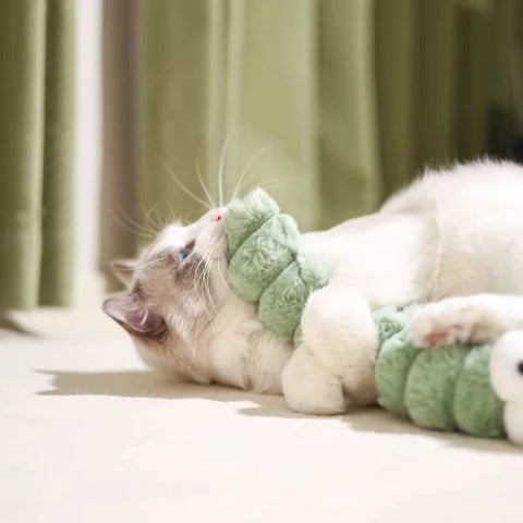 Plush Cat Chew Toy Cushion Caterpillar Catnip Pillow Teaser Toys for Cats Soft Interactive Cat Toy Supplies