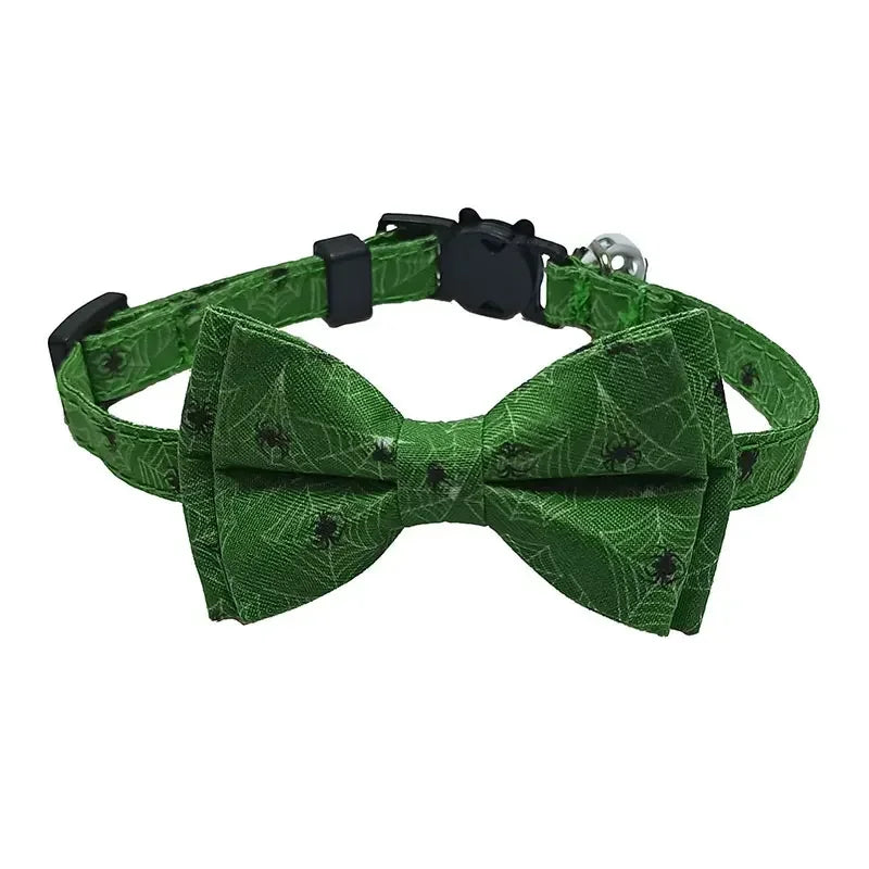 Halloween Pet Collar Elastic Adjustable Dog Tie Kitten Accessories Dog Necklace with Bell Pendant Kitten Collar