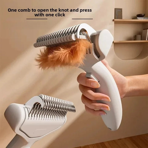 Pet Hair Removal Comb Curved Stainless Steel Teeth for Dogs Cats Detangling Brush for Long Thick Hair Professional Grooming Tool