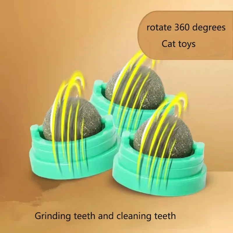 Catnip Cat Wall Stick-On Ball Toy Scratchers Treats Healthy Natural Removes Balls to Promote Digestion Cat Grass Snack