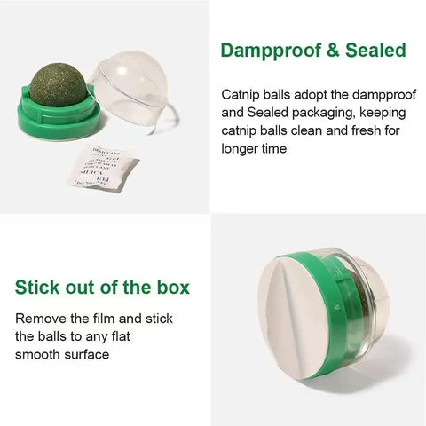 Catnip Cat Wall Stick-On Ball Toy Scratchers Treats Healthy Natural Removes Balls to Promote Digestion Cat Grass Snack