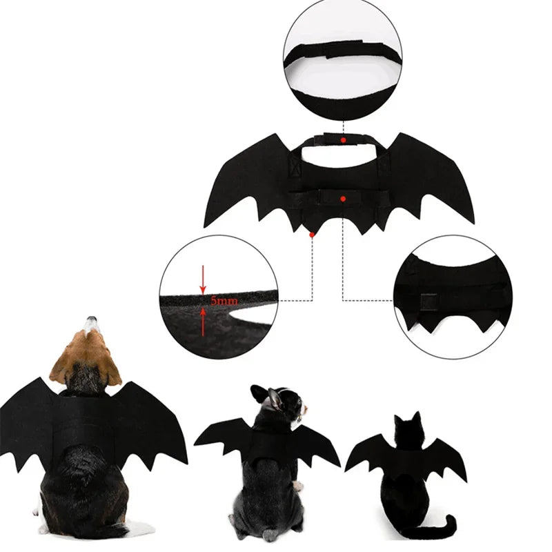 Halloween Bat Costume for Dogs Pet Wings Cat Dress up Accessory Puppy Party Outfit Pet Supplies