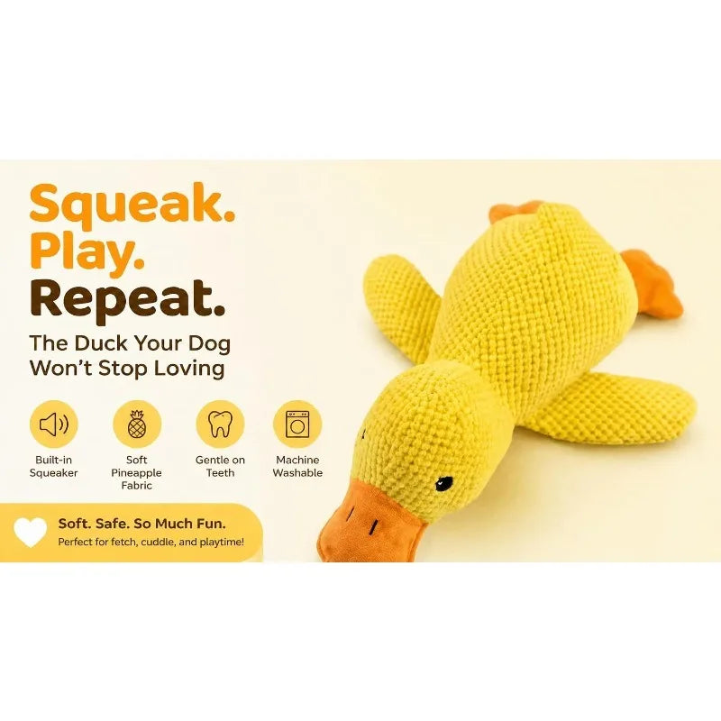 Piece Plush Calming Duck Dog Toy, with Quacking Sound, Emotional Support Soft Chew Toy, Great for for Small Large Dog
