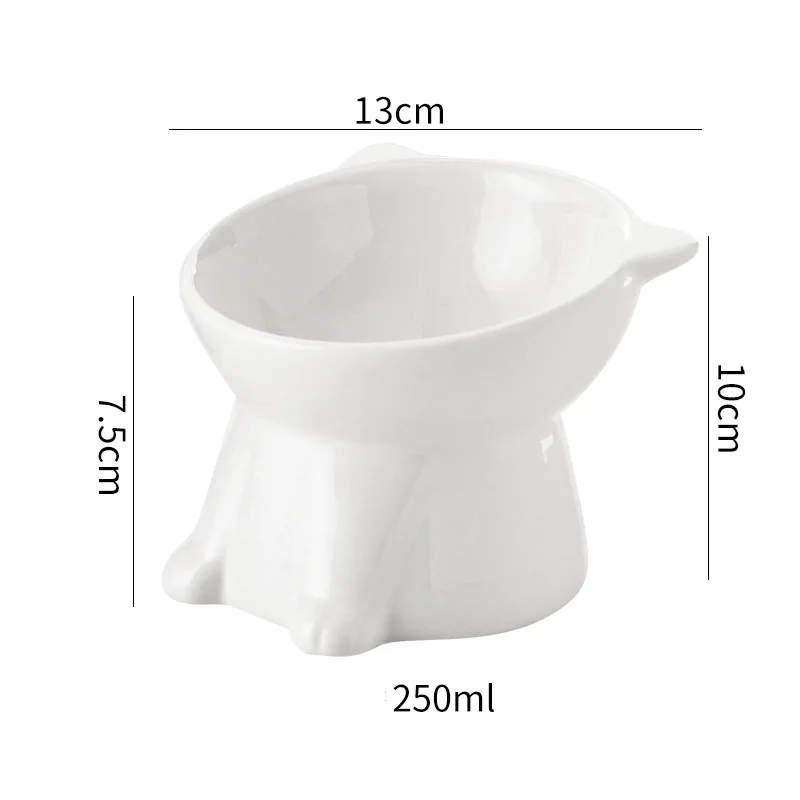 15° Tilted Elevated Cat Bowl Plastic Raised Cat Food Bowl Anti-Vomiting Neck Protection Anti-Tip Pet Feeding Bowl for Cats Kitte