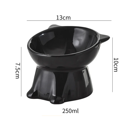 15° Tilted Elevated Cat Bowl Plastic Raised Cat Food Bowl Anti-Vomiting Neck Protection Anti-Tip Pet Feeding Bowl for Cats Kitte