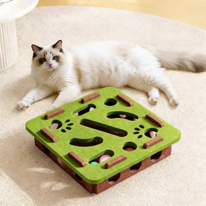 Interactive Cat Maze Toy with Balls, Felt Puzzle Hunting Teaser for Indoor Cats, Keep Cats Busy Relieve Boredom
