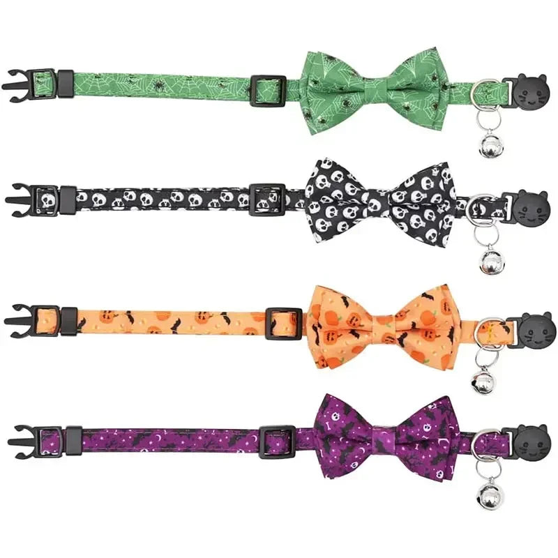 Halloween Pet Collar Elastic Adjustable Dog Tie Kitten Accessories Dog Necklace with Bell Pendant Kitten Collar