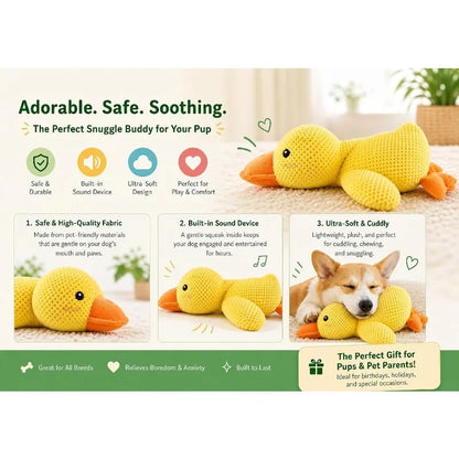 Piece Plush Calming Duck Dog Toy, with Quacking Sound, Emotional Support Soft Chew Toy, Great for for Small Large Dog