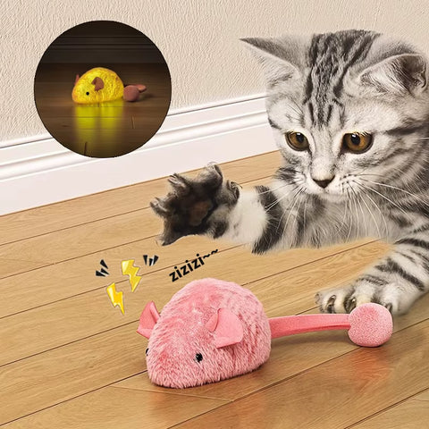 New Interactive Mouse Plush Cat Chew Toys Boredom Interactive Plush Toys Kitten Game Indoor Plush Mice Luminous Toys for Cats