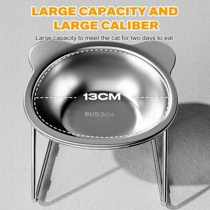 Stainless Steel Pet Bowl Slanted anti Cervical Spondylosis for Cats and Dogs Dual Use Feeder