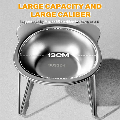 Stainless Steel Pet Bowl Slanted anti Cervical Spondylosis for Cats and Dogs Dual Use Feeder