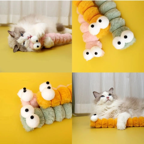 Plush Cat Chew Toy Cushion Caterpillar Catnip Pillow Teaser Toys for Cats Soft Interactive Cat Toy Supplies