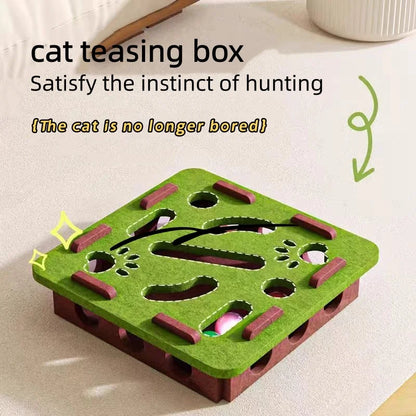 Interactive Cat Maze Toy with Balls, Felt Puzzle Hunting Teaser for Indoor Cats, Keep Cats Busy Relieve Boredom