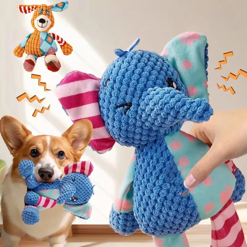 Bite-Resistant Squeaky Plush Dog Chew & Teeth Cleaning Toy