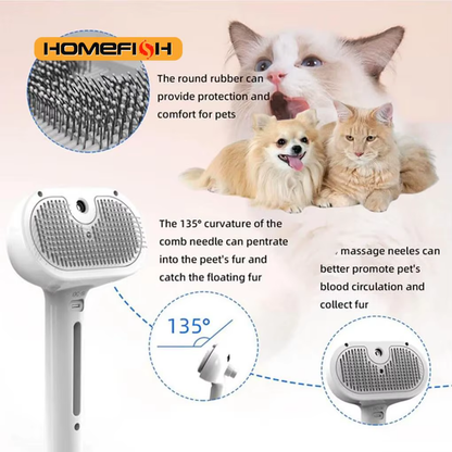 Steam Spray Pet Grooming & Hair Removal Brush