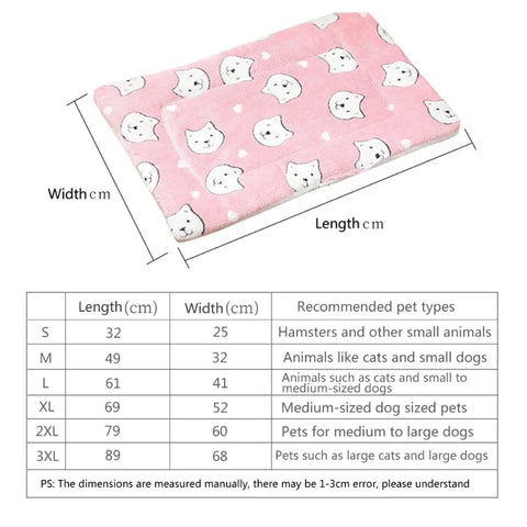 1Pcthickened Comfortable Warm Small Cat Sleeping Cushion Skin-Friendly Cute Winter Medium Dog Sofa Mat for Puppy Bed Accessories