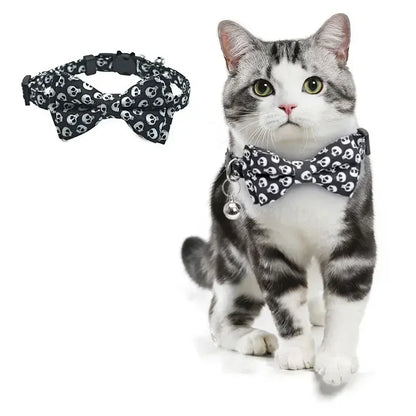 Halloween Pet Collar Elastic Adjustable Dog Tie Kitten Accessories Dog Necklace with Bell Pendant Kitten Collar