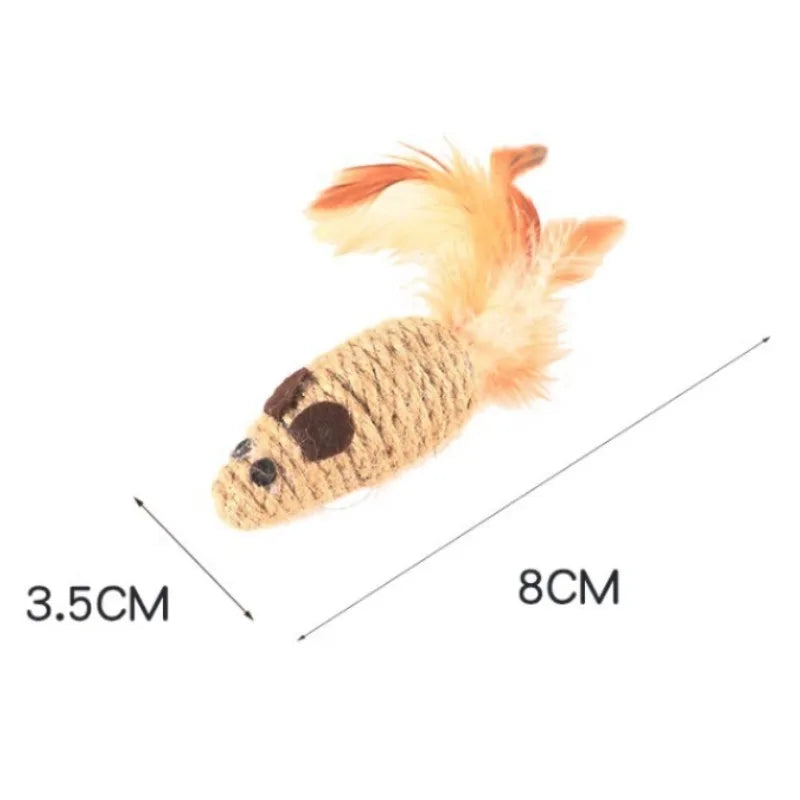 Sisal False Mouse Cat Toy Bite Resistance Stuffed Toy Interactive Cat Toy Simulation Mice Kitten Self-Playing Toy Pet Supplies