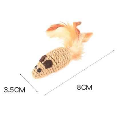 Sisal False Mouse Cat Toy Bite Resistance Stuffed Toy Interactive Cat Toy Simulation Mice Kitten Self-Playing Toy Pet Supplies