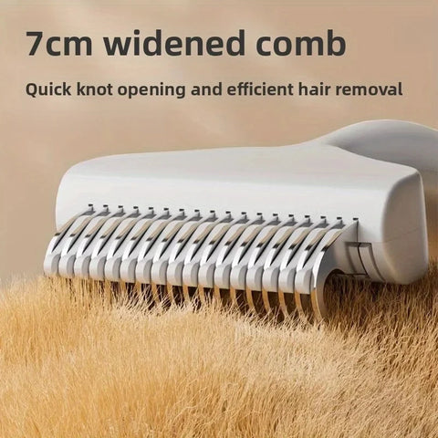 Pet Hair Removal Comb Curved Stainless Steel Teeth for Dogs Cats Detangling Brush for Long Thick Hair Professional Grooming Tool