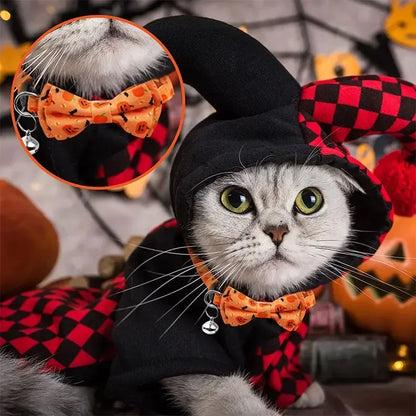 Halloween Pet Collar Elastic Adjustable Dog Tie Kitten Accessories Dog Necklace with Bell Pendant Kitten Collar