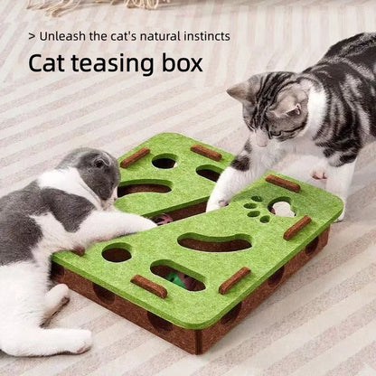 Interactive Cat Maze Toy with Balls, Felt Puzzle Hunting Teaser for Indoor Cats, Keep Cats Busy Relieve Boredom
