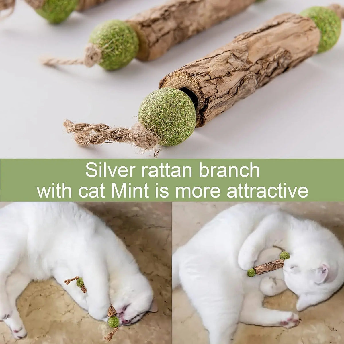 1Pc Cat Cleaning Teeth Pure Natural Catnip Cat Molar Toothpaste Stick Silvervine Actinidia Fruit Matatabi Cat Snack Stick