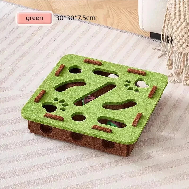 Interactive Cat Maze Toy with Balls, Felt Puzzle Hunting Teaser for Indoor Cats, Keep Cats Busy Relieve Boredom