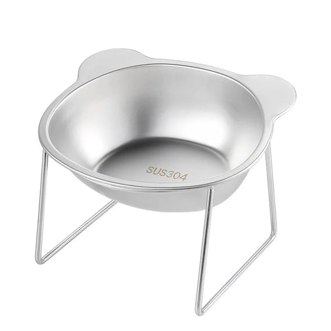 Stainless Steel Pet Bowl Slanted anti Cervical Spondylosis for Cats and Dogs Dual Use Feeder