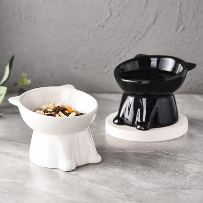 15° Tilted Elevated Cat Bowl Plastic Raised Cat Food Bowl Anti-Vomiting Neck Protection Anti-Tip Pet Feeding Bowl for Cats Kitte