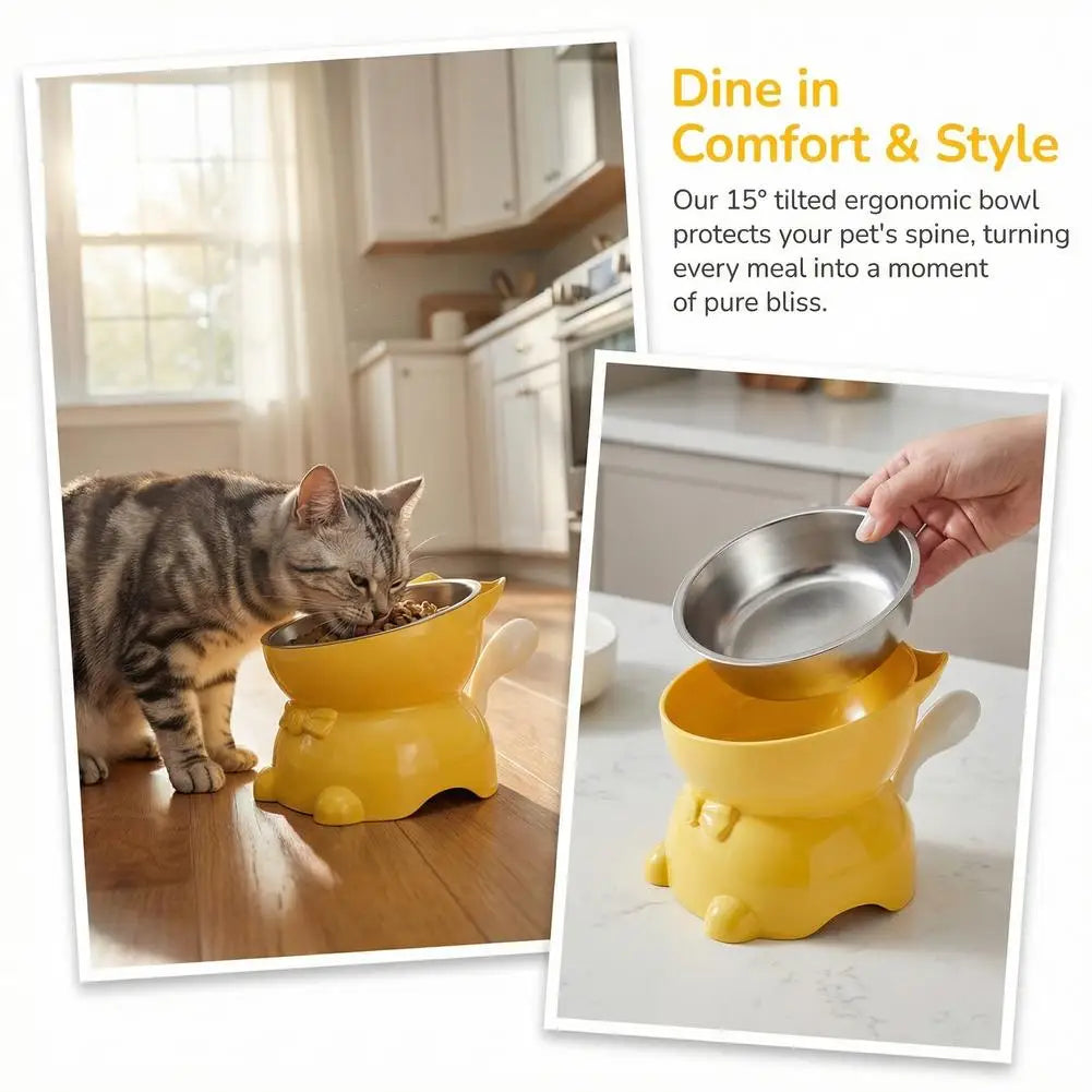 Stainless Steel Cat Bowl Anti-Spill Slanted Cat Food Food Water Dish for Cats Kitten Stainless Steel Cat Bowl
