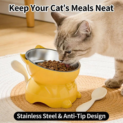 Stainless Steel Cat Bowl Anti-Spill Slanted Cat Food Food Water Dish for Cats Kitten Stainless Steel Cat Bowl