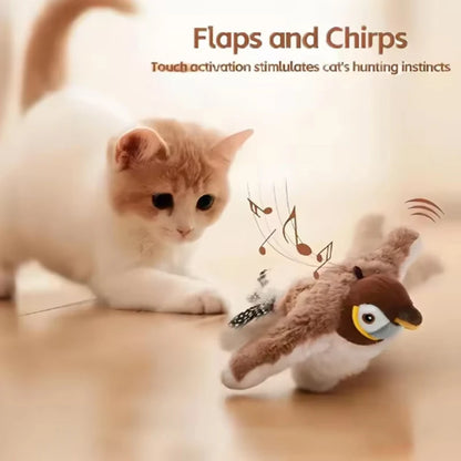 Pet Plush Toy Bite Resistant Flapping Bird Simulated Sparrow Cat Self Entertainment Toy